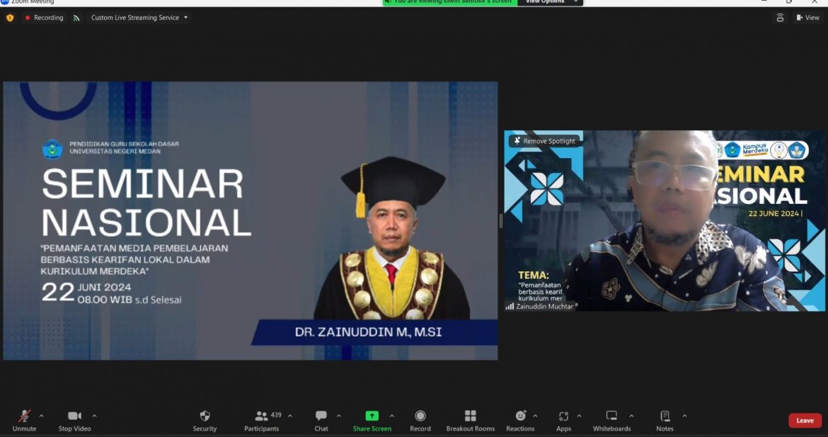 Jurusan PPSD Prodi PGSD Universitas Negeri Medan Menggelar Seminar Nasional dengan Tema “Pemanfaatan Media Pembelajaran Berbasis Kearifan Lokal dalam Kurikulum Merdeka”.